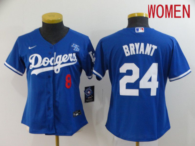 Women Los Angeles Dodgers 24 Bryant Blue Nike 2020 Game MLB Jerseys